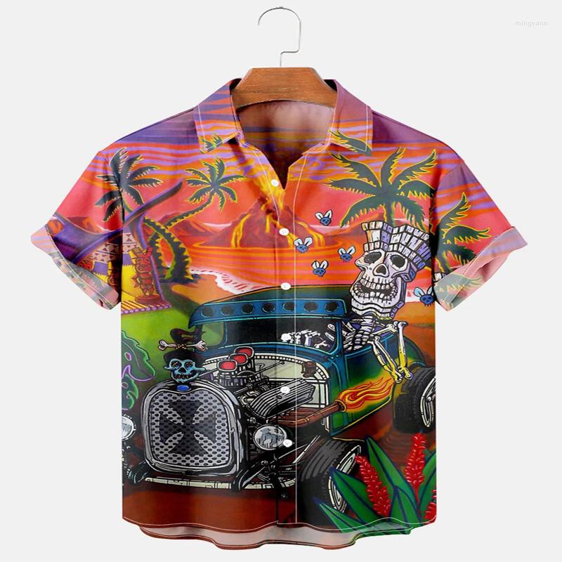 

Men's Casual Shirts Vintage Plant And Skull Short Sleeve Shirt 3D All Over Printed Hawaiian For Men Women Unisex, Style-1