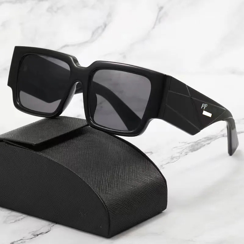 

Wide Leg Black Sunglasses For Man Woman Classic Polarized Sunglasses Side Letter Fashio Sun Glasses Beach Adumbral With Case