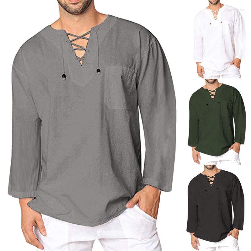 

Men's T Shirts Mens Baggy Casual T-Shirt Cotton Linen Tee Hippie Long Sleeve Tops, Black