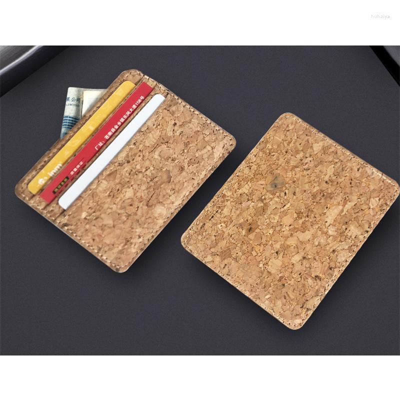 

Card Holders Natural Cork Grain Holder Wallet Bus IC Business Bank Cards PU Coin Purse Anti Rfid Men Women, Vertical section