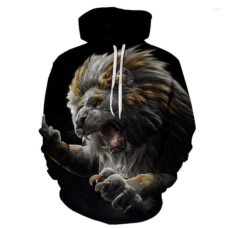 

Men' Hoodies 2023 Hoodie Hip Hop Sweatshirt Funny 3D Lion Fashion Sportswear Unisex Casual Hooded Full Animal, Beige