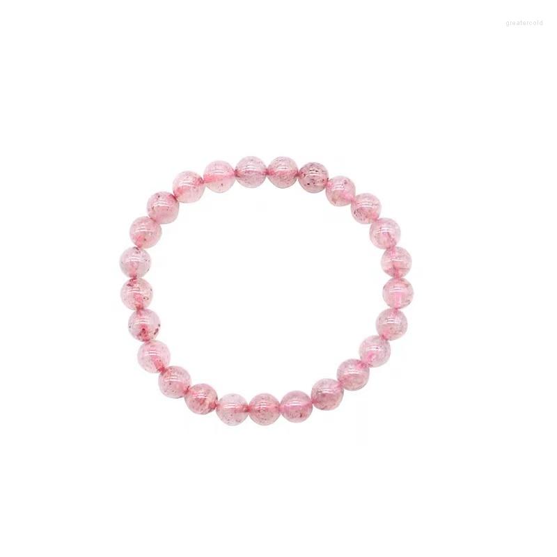 

Strand Natural Crystal 6-10mm Strawberry Quartz Beads Bracelet Women Simple Bracelets Elegant Gift