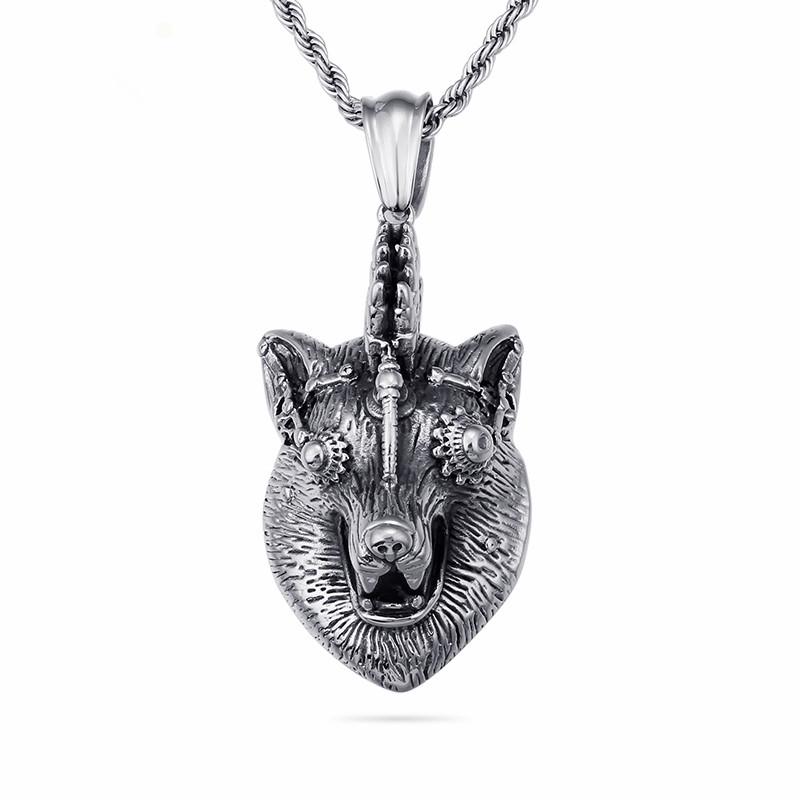 

Pendant Necklaces Punk Wolf Necklace For Men Stainless Steel Animal Viking Charm Chain Hip Hop Male Jewelry