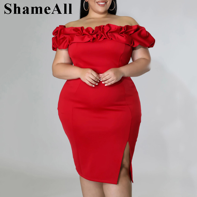 

Plus size Dresses Plus Size Ruffle Off Shoulder Bodycon Party Club Dress Women  Summer Strapless Backless Evening Bandage Formal Birthday Dress 230203, Black
