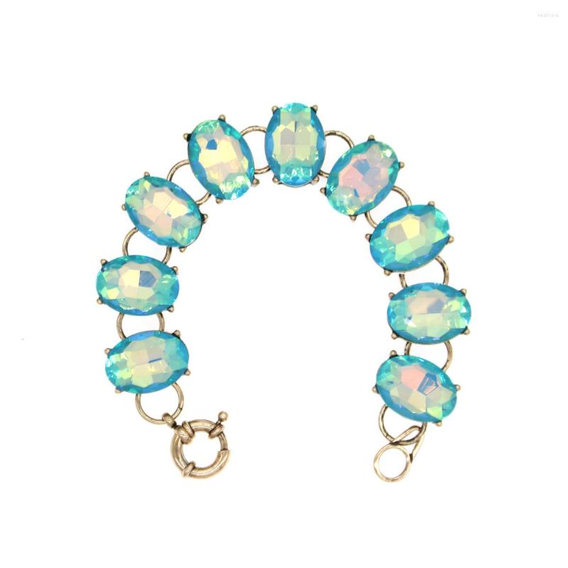 

Link Bracelets Colored AB Charm Bracelet Dot Rainbow Glass Crystal Jewelry Set