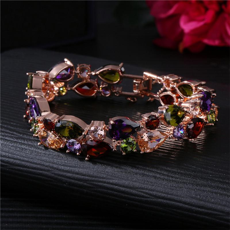 

Bangle European And American Mona Lisa Zircon Bracelet Colorful Rose Gold