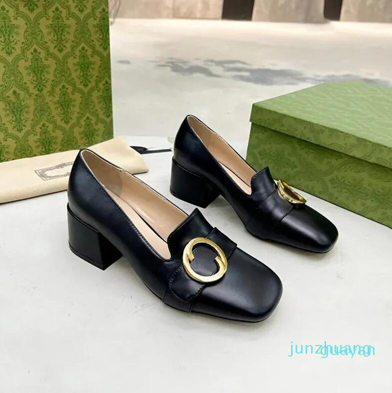 

Dress Shoes Desingers Mid-heel Pump Shoes Black White Leather Loafer Lady 886