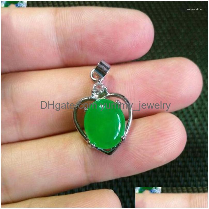 

Pendant Necklaces Natural Malay Jade Inlaid S925 Sier Water Drop Necklace Jewelry Fine Lucky Talisman Christmas Gift Delivery Pendant Dhwjt