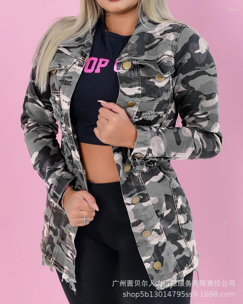 

Women' Jackets Camouflage Jacket Casual Women High Street Commute Coats, Army green