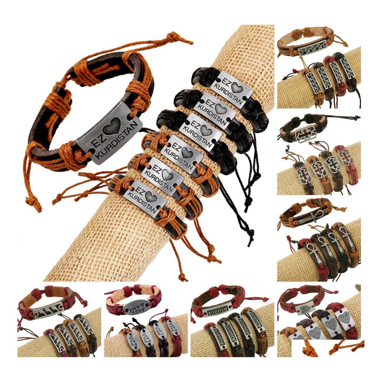

Charm Bracelets Charms For Women Men Adjustable Cuff Bracelet Mens Casual Jewelry Friend Leather Drop Delivery Dhjln