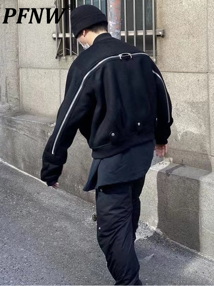 

Men's Jackets PFNW Autumn And Winter American Retro High Street Back Zipper Thickened Pilot Jacket Men Women Fashion Short Coats 12A6139 230203, Black