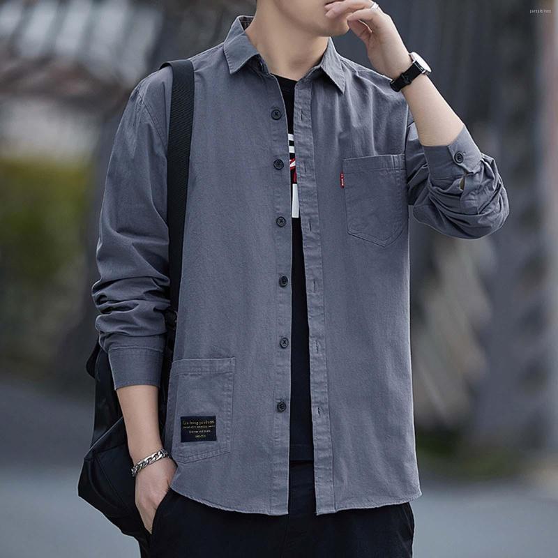

Men's Casual Shirts Mens Fashion Business Leisure Large Long Sleeve, Grey