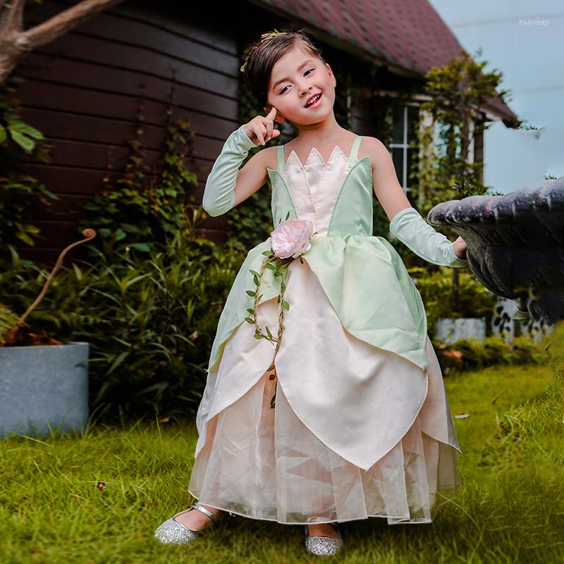 

Girl Dresses Frog Prince Princess Dress Halloween Tiana Outdoor Casual Po Party, Imperial crown