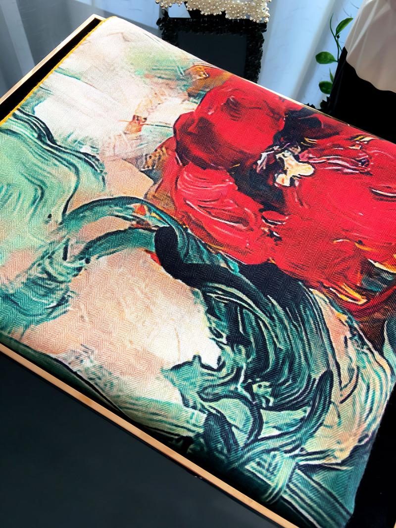 

Scarves Large Square Silk Wool Scarf Women Soft Warm Shawl Dual-use Double-sided