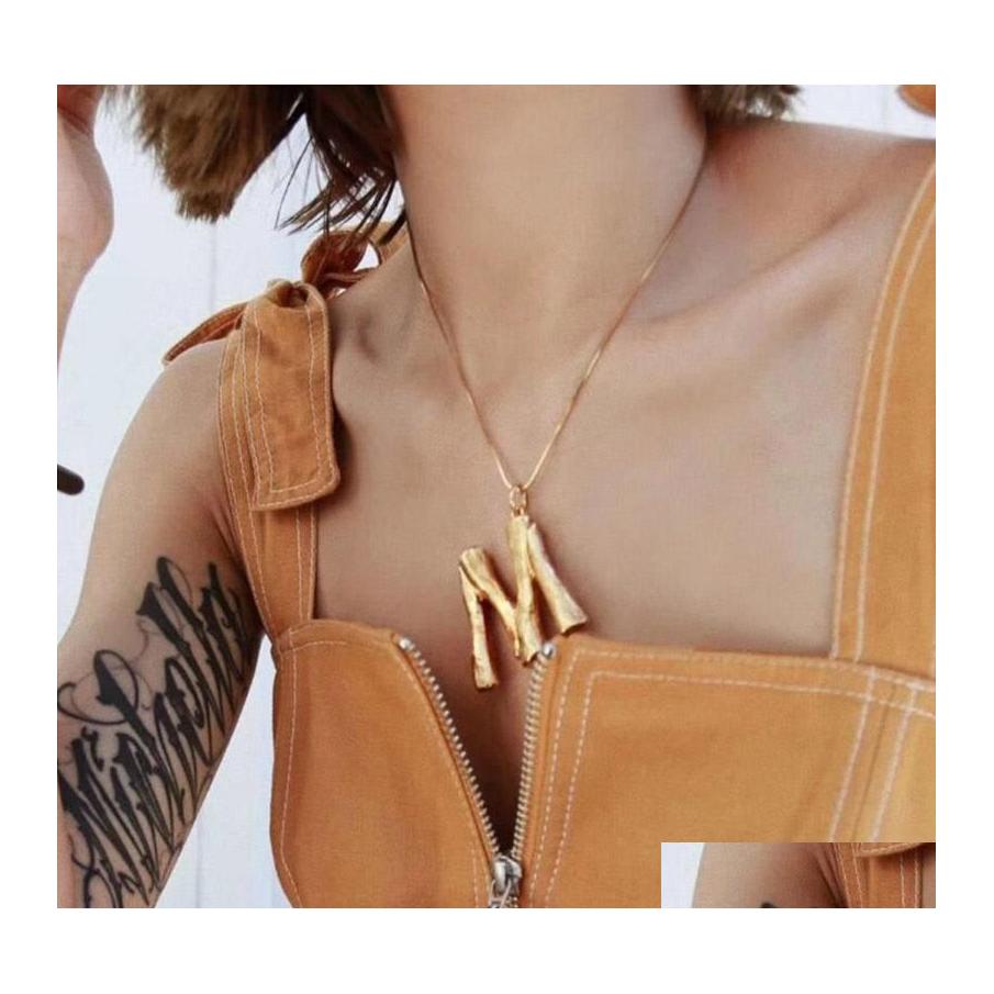 

Pendant Necklaces Fashion 26 Letter Bamboo Pendants Necklace For Women Gold Plated Snake Chain Initial Jewelry Statement Drop Deliver Ot7M1