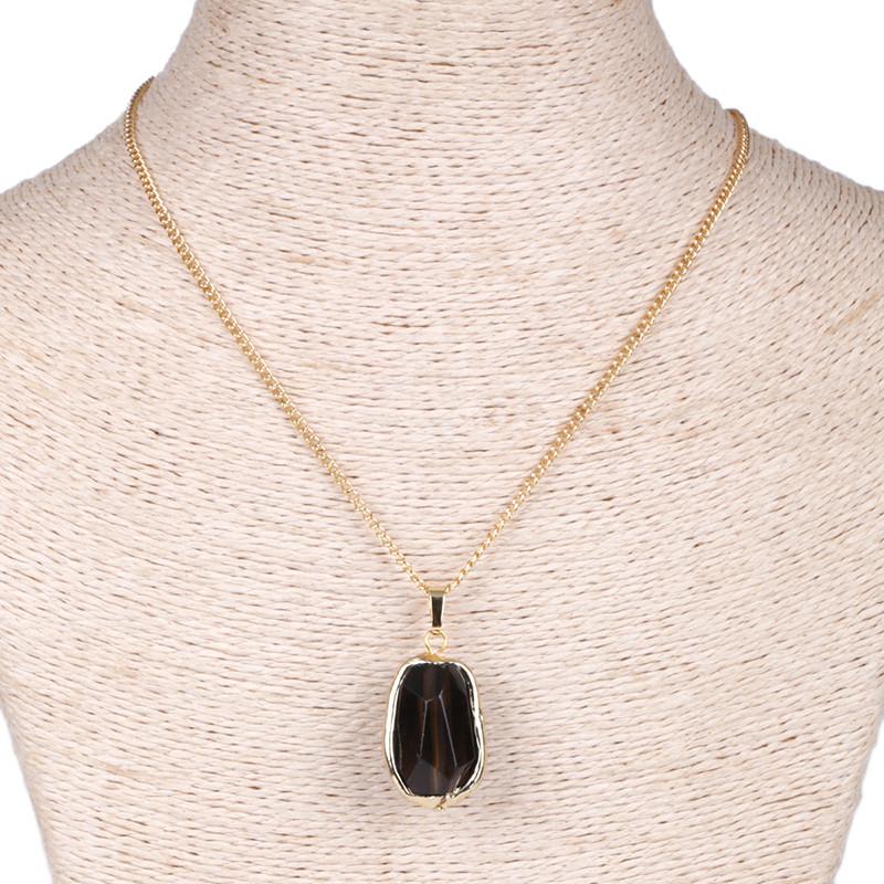 

Pendant Necklaces KEJIALAI Natural Stone Necklace Golden Color Chain Original Style For Women Gift Semi-precious