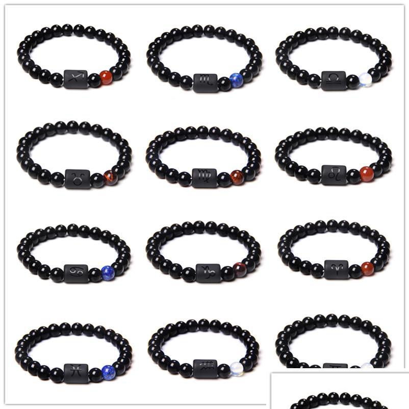 

Beaded 8Mm Black Colorf Stone Beads 12 Constellation Couple Strands Bracelet Men Bracelets For Women Pseras Mascina Hombre M Dhgarden Dhfkz
