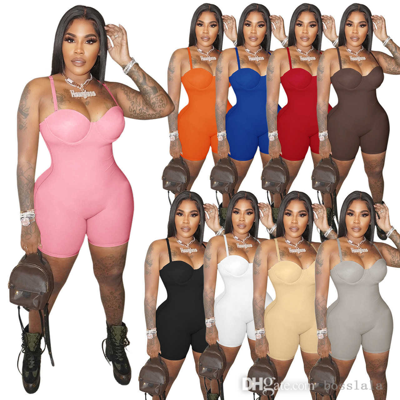 

Womans Wear designer Jumpsuits 2023 Spring And Summer Suspender Chest Cup Sexy Onesies, Black