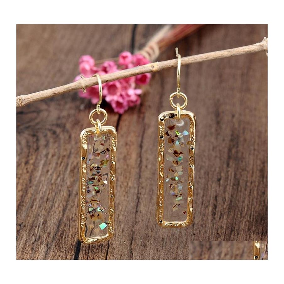 

Dangle Chandelier Vintage Temperament Rectangar Shell Earrings White Mticolor Crused Earring Sweet Cute Jewelry For Women Drop Deli Otb6H