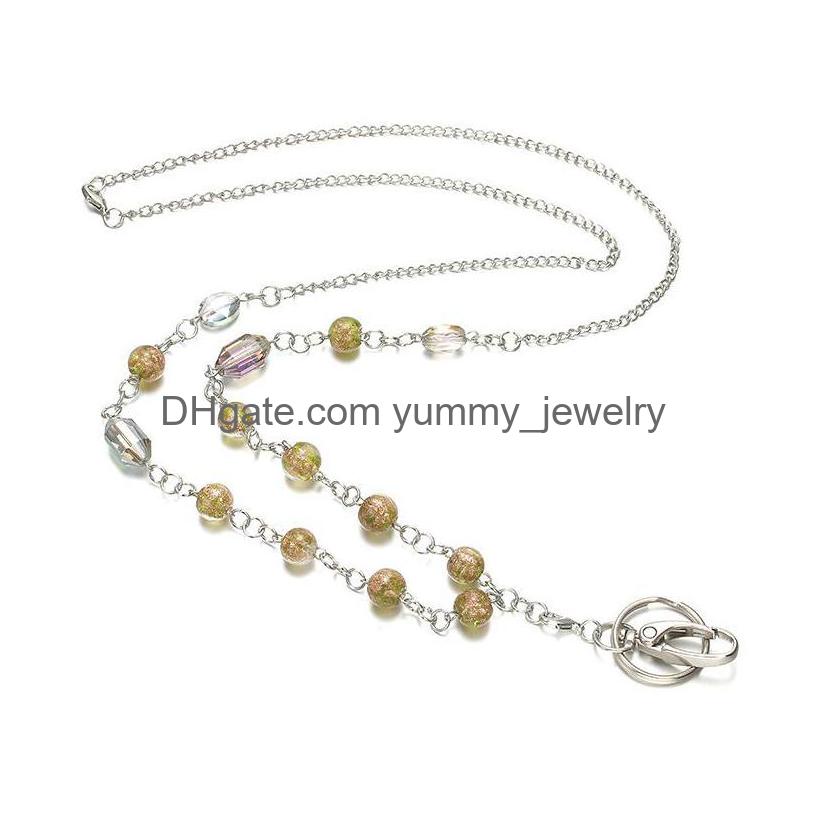 

Pendant Necklaces Brand Lanyard Beautif Crystal Badge Holder Name Lanyards For Keys And Card Stainless Steel Chain Drop Delivery Jew Dhvwp