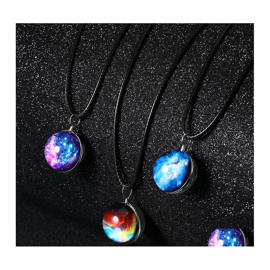 

Pendant Necklaces Vintage Neba Space Universe Galaxy Women Handmade Glass Ball Choker Rope Chain Statement Necklace Jewelry Drop Del Otqwu