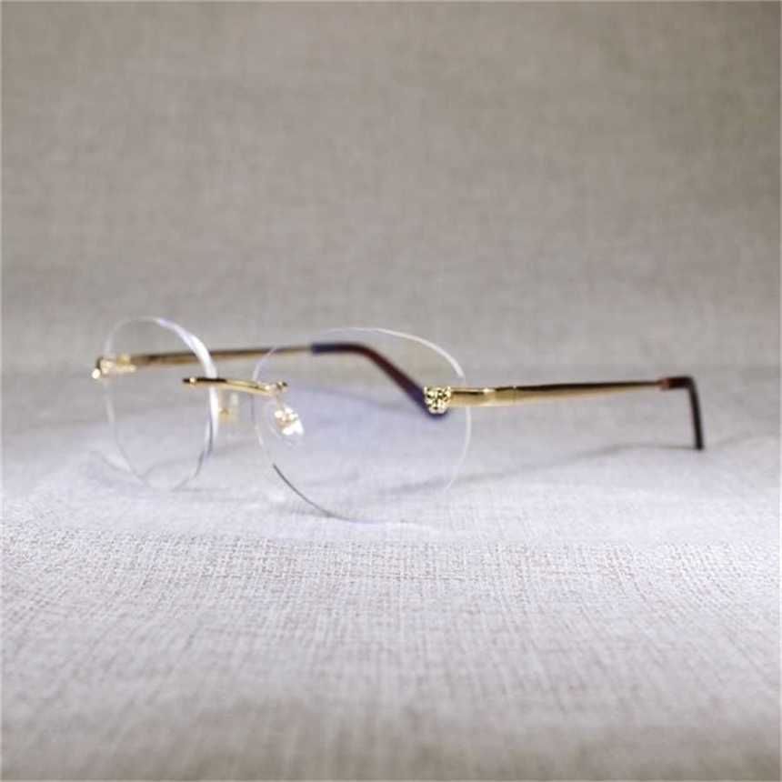 

28% OFF 2023 Vintage Leopard Style Rimless Men Square Shade Metal Frame Clear Women for Beaching Eyewear Accessories