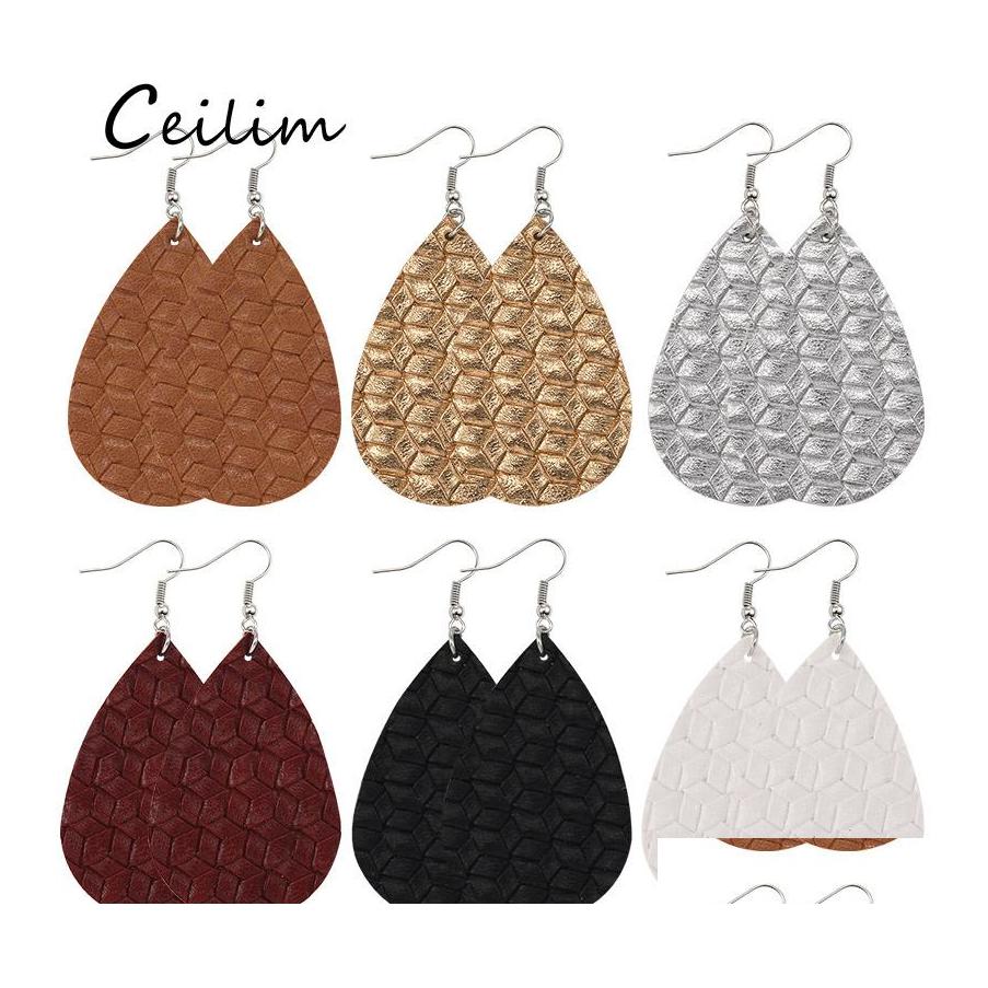 

Charm 7 Colors Fashion Designer Pu Leather Earrings For Women Double Side Weave Dangle Drop Waterdrop Party Wedding Jewelry Delivery Otif7