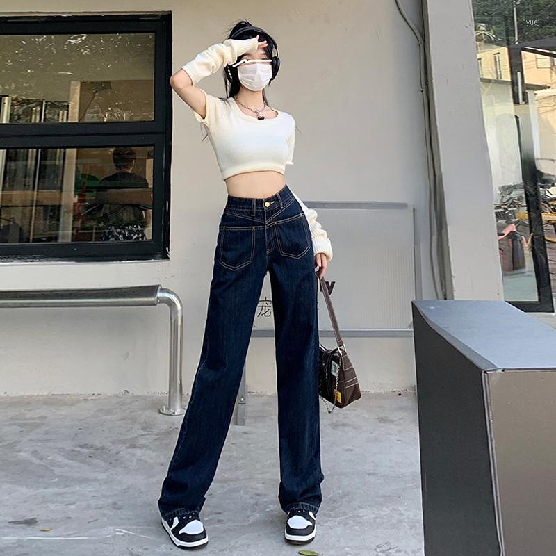 

Women' Jeans Vintage Black Women Summer Oversize Harajuku Streetwear High Waist Fashion Straight Wide Leg All Match Baggy Casual Pants, Blue