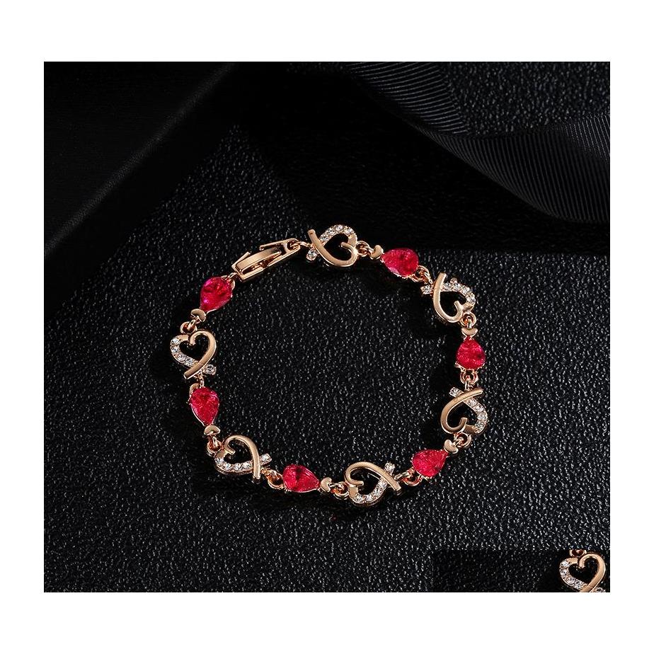 

Charm Bracelets Rose Flower Bracelet Wedding Bridesmaid/Bridal Gift Love Crystals Drop Delivery Jewelry Dhc3Q