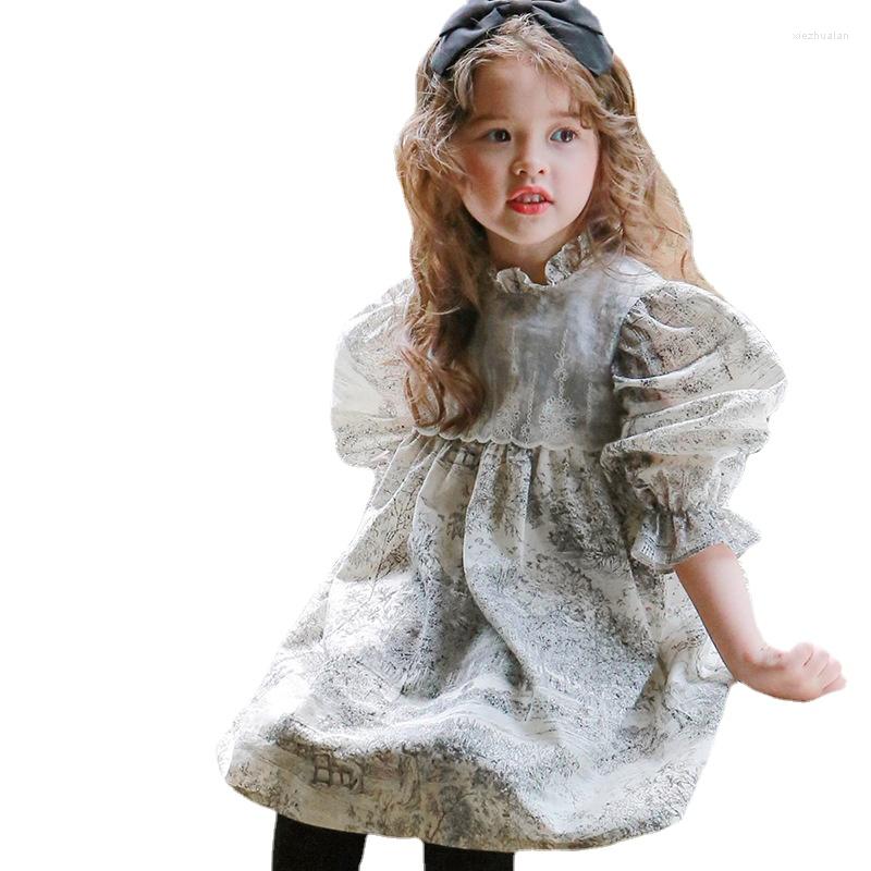 

Girl Dresses Arrival Spring Autumn Toddler Kids Long Sleeve Floral Dress Girls Baby Korean Lace Straight Children Clothing CC005, Red