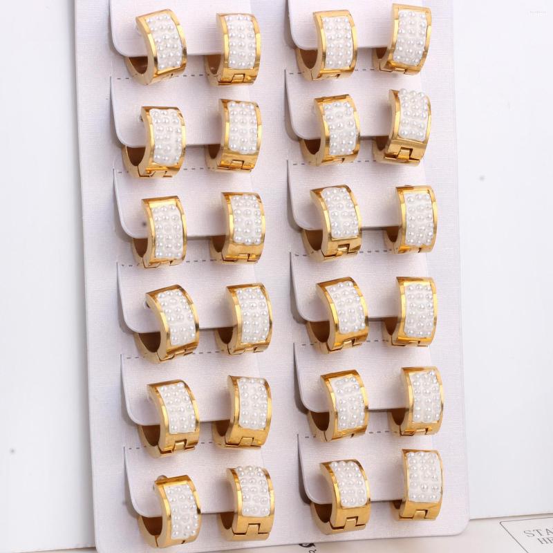 

Hoop Earrings LUXUKISSKIDS 12pcs/lot Gold-color Clay Top 316L Stainless Steel Fashion Korean Jewelry Small Earring Set For Women-301801