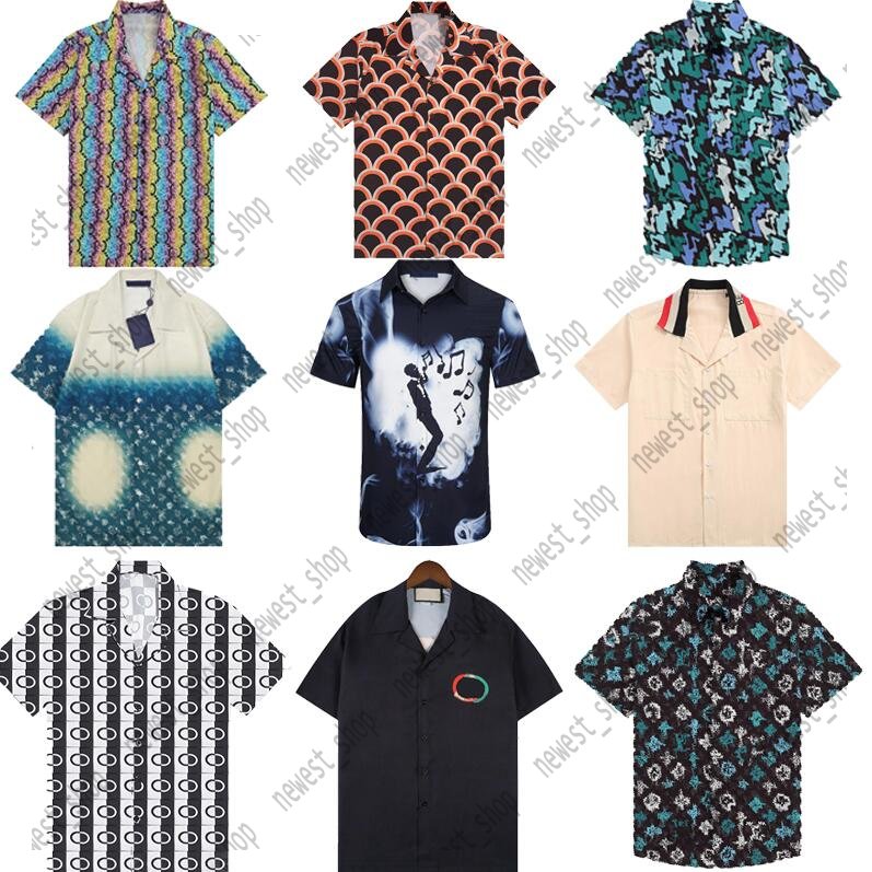

23SS designer summer Mens casual shirts Europe Hawaii Beach tShirt luxury turn down collar patchwork T shirt Hip hop men Designers Tshirts