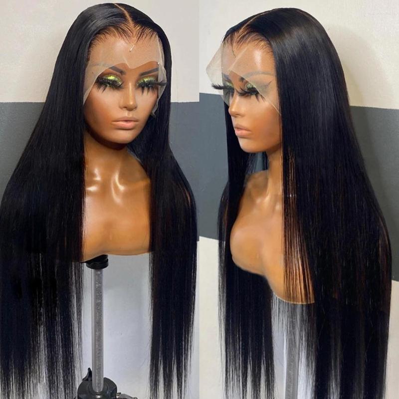 

Brazilian Remy Straight 13x4 Transparent Lace Front Wig 4x4 Closure Human Hair 30 32 Inch Frontal Wigs For Women, 4x4 lace wig