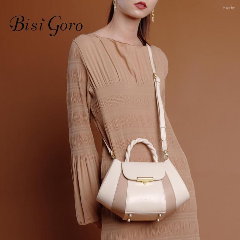 

Evening Bags Bisi Goro 2023 Hobos Fashion Shoulder Cross-body Small Square Bag Elegant Women Niche All-match Handbags Split Leather, Beige