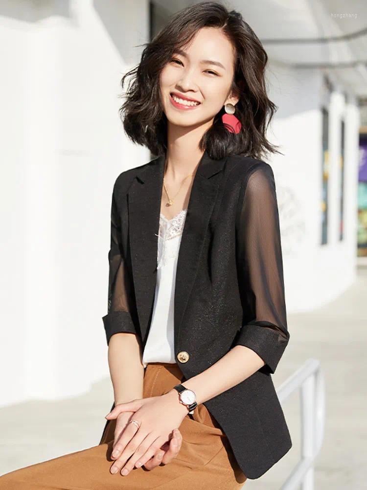 

Women' Suits Summer Fashion Business Interview Women Work Office Ladies Half Sleeve Casual Blazer And Coat, Black
