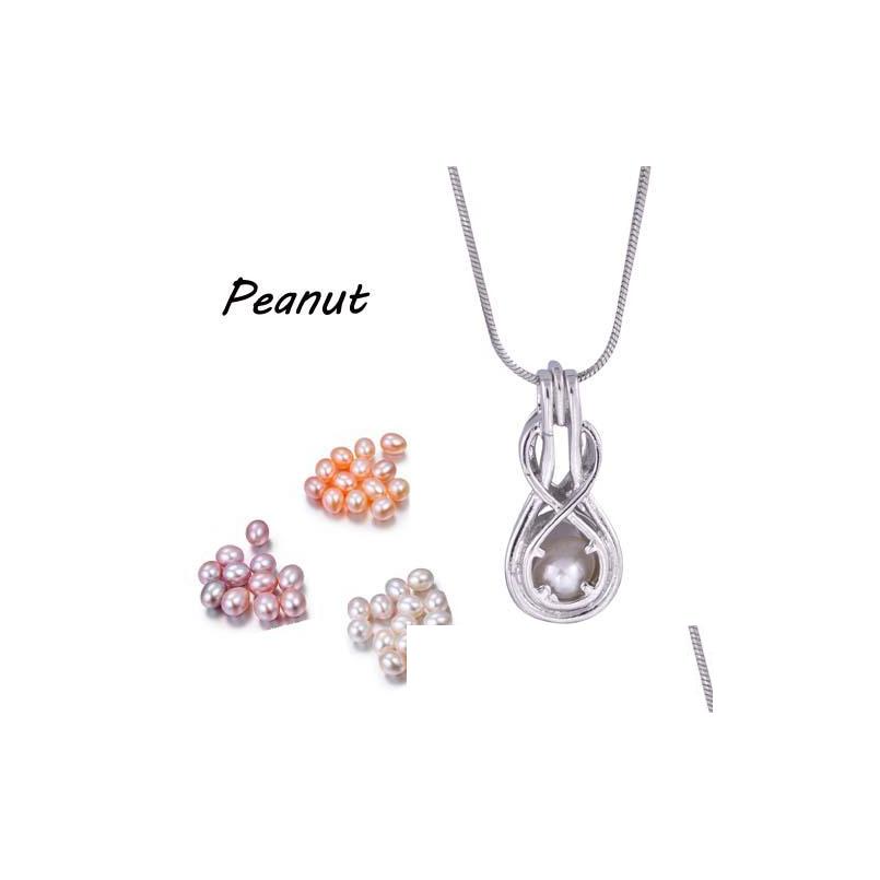 

Pendant Necklaces New Arrival Love 67Mm Rice Pearl Cages Hollow Out Peanut/Hearts/Gun/Parrot/Building Sier Plated Diy Fashion Jewelr Dhn0V