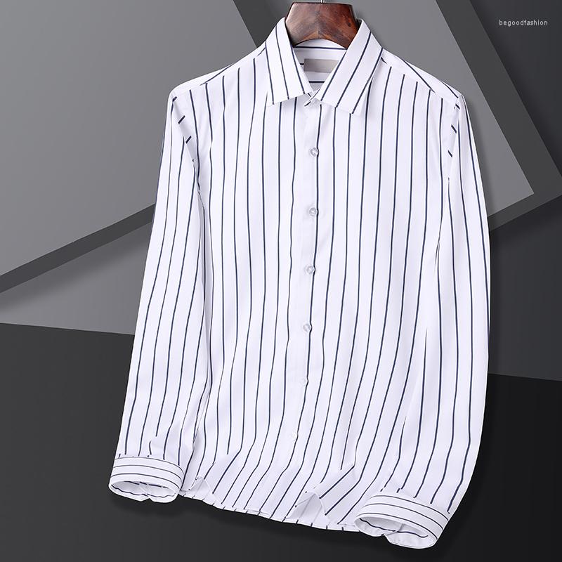 

Men's Casual Shirts BROWON Mens 2023 Spring Autumn Smart Fashion Slim For Men Striped Turn-Down Clothing Trends, Lightblue shirts men