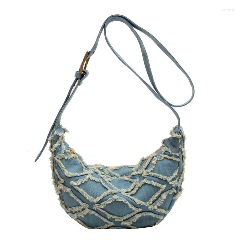 

Evening Bags Wide Shoulder Belt Handheld Bag Crossbody Fashion Versatile Canvas Hobos, Blue
