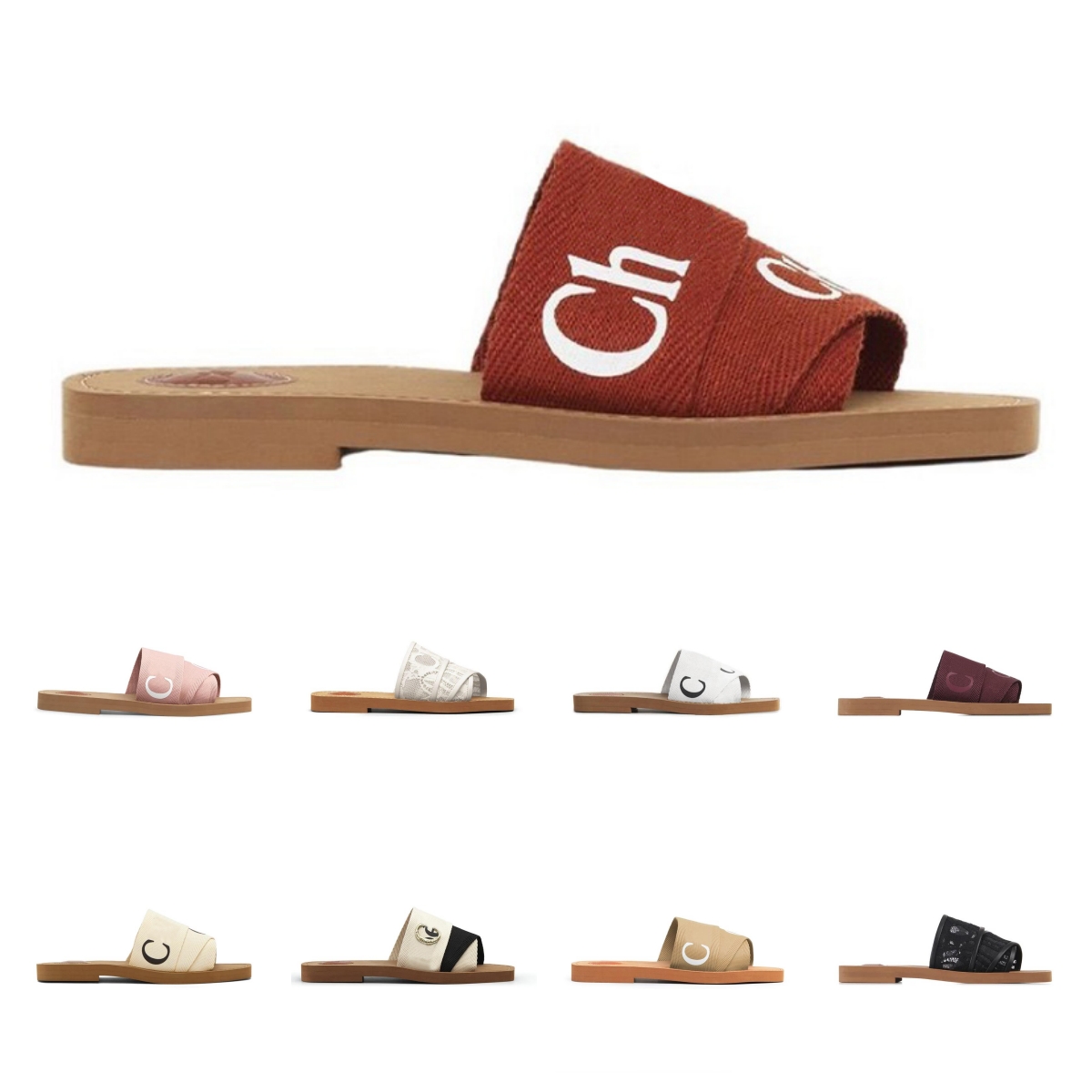 

Women Slippers Summer Rubber Sandals Beach lettering Sliders Scuffs Indoor Shoes Designer Canvas Cross Woven Outdoor Peep Toe Woody Casual Slipper, Color#5
