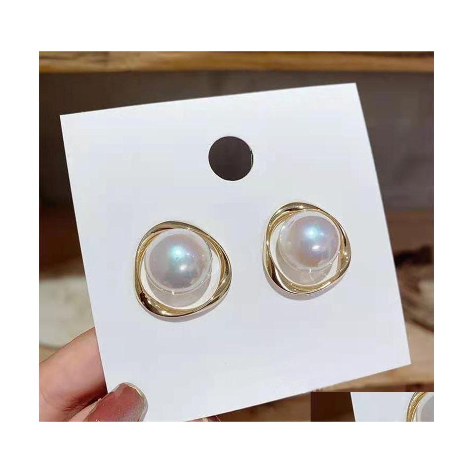 

Stud Fashion Jewelry S925 Sier Post Earrings For Women Triangle Beaded Faux Pearl Light Luxury Drop Delivery Dhmoe