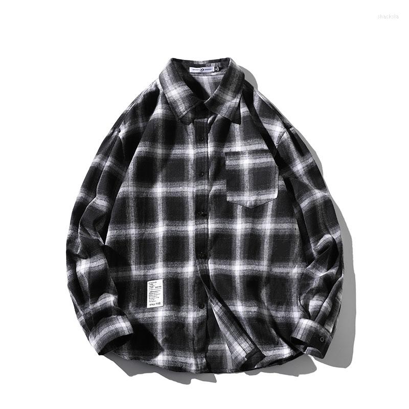 

Men's Casual Shirts Long Sleeve Plaid Men Large Size -3XL Vintage Simple Single Breasted Pockets Outerwear Male Spring Harajuku, Green