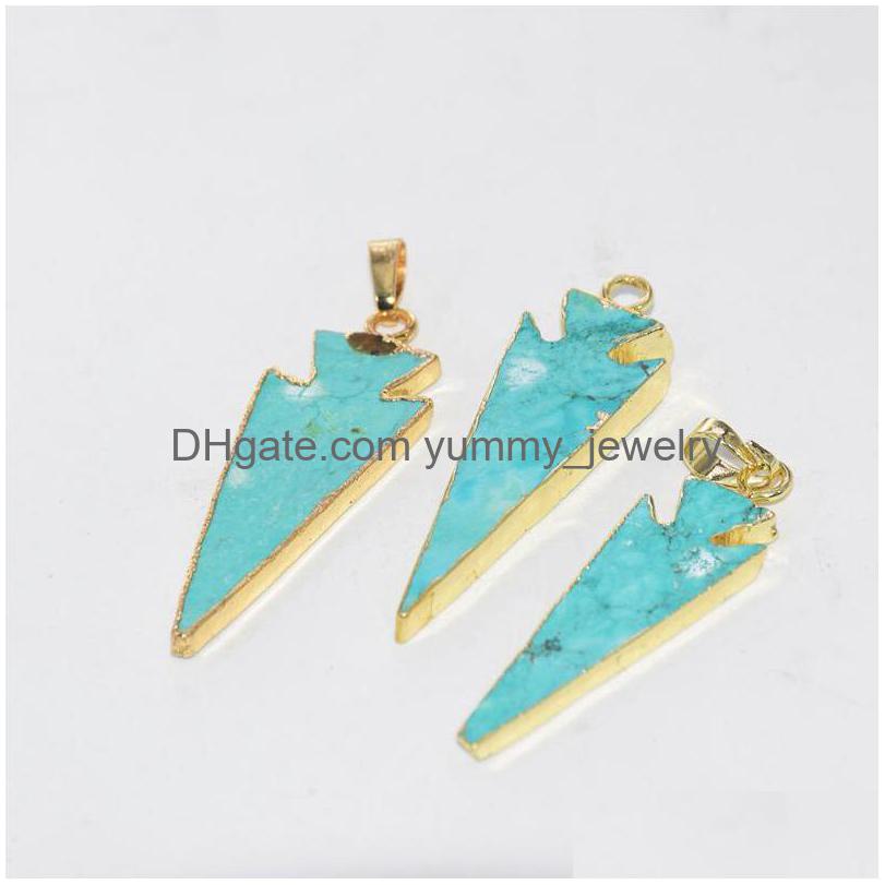 

Pendant Necklaces Long Green Howlite Turquoises Arrows Femme 2022 Style Gem Stone Gold Healing Point For Women Jewelry Makingpendant Dhkzp