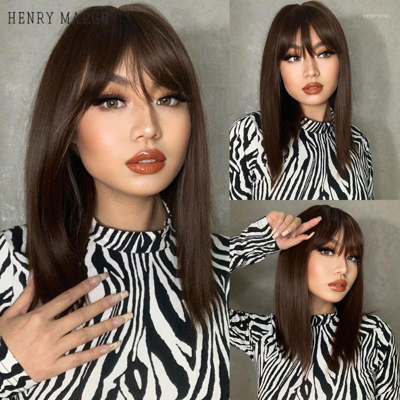 

Synthetic Wigs HENRY MARGU Long Straight Bob Hair Wig With Bangs Ombre Black Brown Natural For Women Cosplay Heat Resistant Kend22, Ss160-1