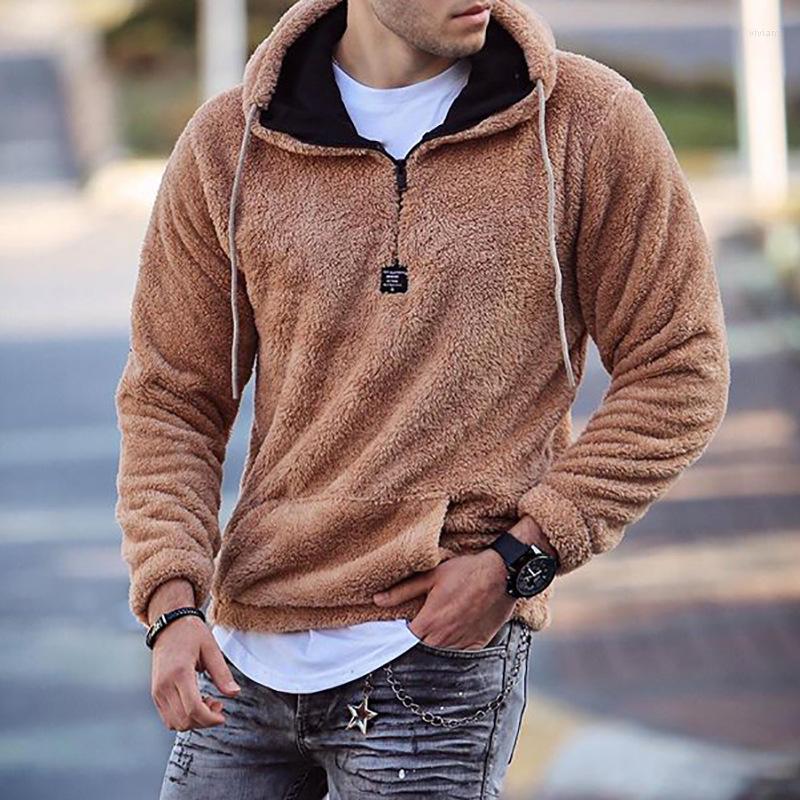 

Men' Hoodies Fashion Plush Hooded Sweatshirt Coat Zipper Korean Style Fleece Solid Warm Thick Male Winter Casual, Royal blue