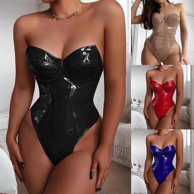 

Women' Shapers Bodysuit Women Sexy Bodys Suit Overalls Pu Leather Jumpsuit Underwear Playsuits Body Woman Lingerie Teddies, Rd