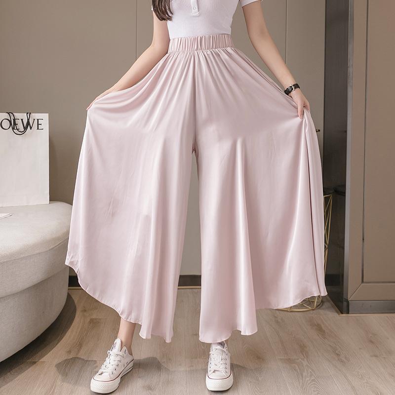

Women' Pants & Capris Spring Summer Women Wide Leg Skirts Casual High Waist Pantalones Korean Style Elegant Fashion Loose Trouser Clothing, Black
