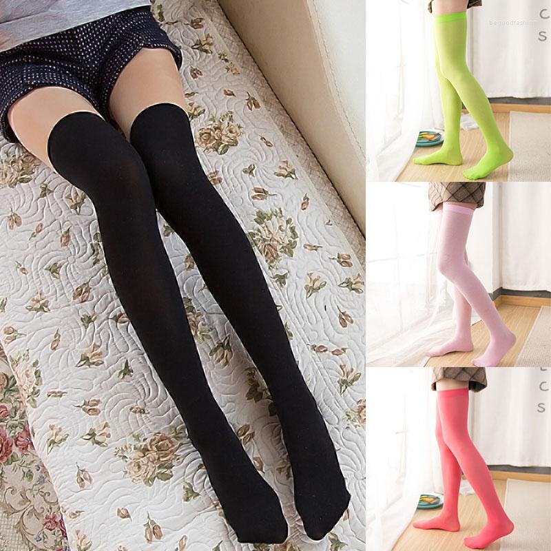 

Women Socks 2023 Listing Japanese Style Stockings Candy Color Casual Thigh High Over Knee Girls Female Long Sock