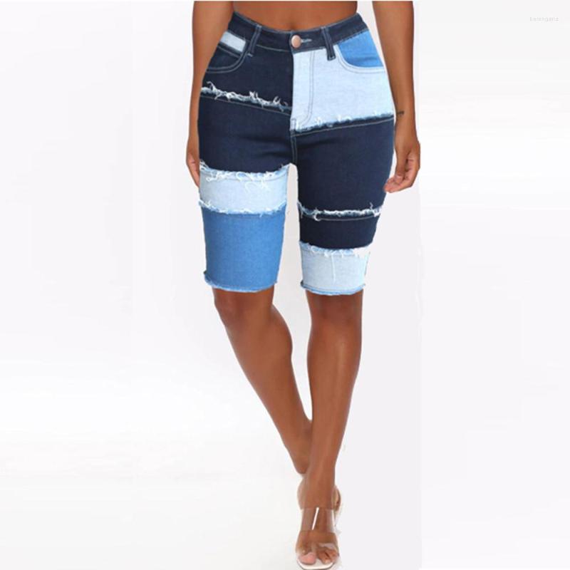 

Women' Shorts 2023 Spring/Summer High Waist Stitching Denim For Women Fashion Trendy Stretch Jeans -2XL Drop, Blue