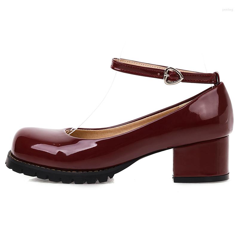 

Dress Shoes Elegant Medium Heels Women Pumps 2023 Spring Ankle Straps White Red Heeled Wedding Office Ladies Large Size 48