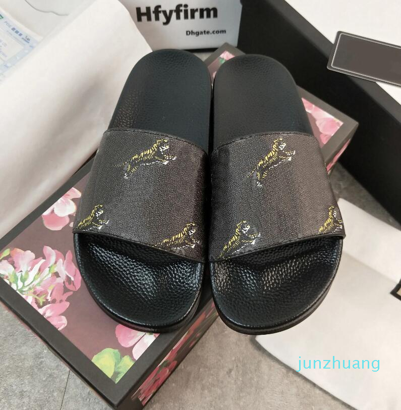 

Designer Men Women Sandals tiger snake print Slide Summer Wide Flat Slipper size 35-48 6516, Color 13